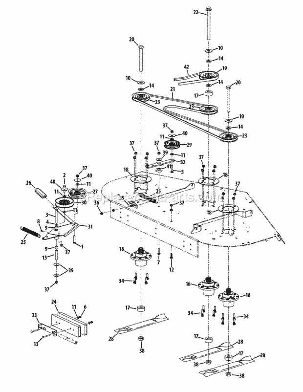 Spindle Assembly 60-Inch Diagram and Parts List for S6032-D 53AY8DU6050 Cub Cadet Sprayer